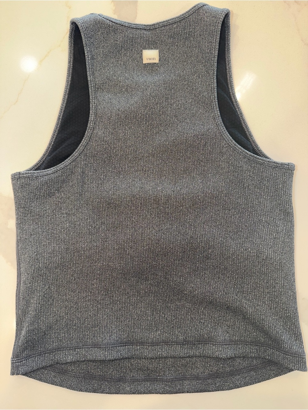 Vuori Gray Ribbed Cropped Performance Tank Top Athletic Lounge - Picture 2 of 5